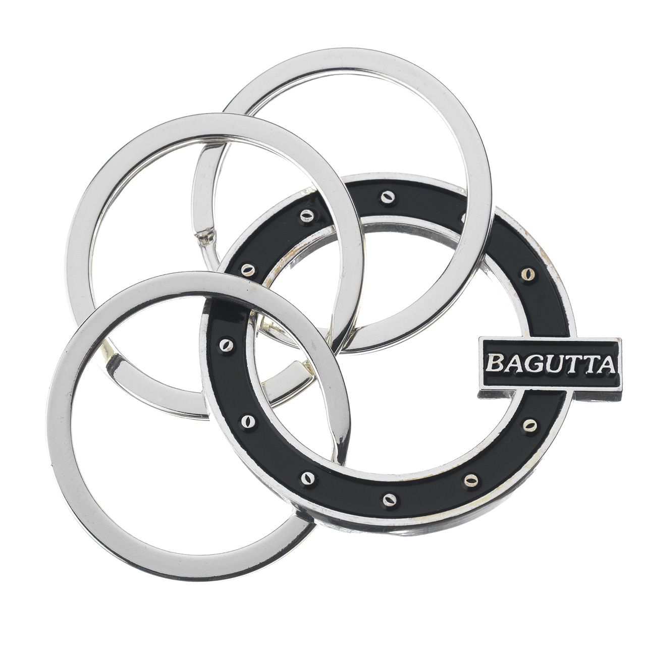 PORTACHIAVI SILVER PLATED CERCHIO NERO CON CHIODINI